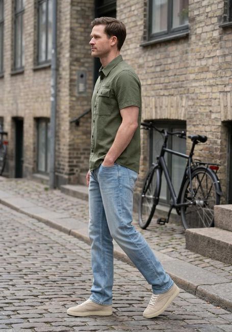Olive PME LEGEND Casual-Oberhemd WRENCHMEN S/S COTTON SLUB CARGO - large