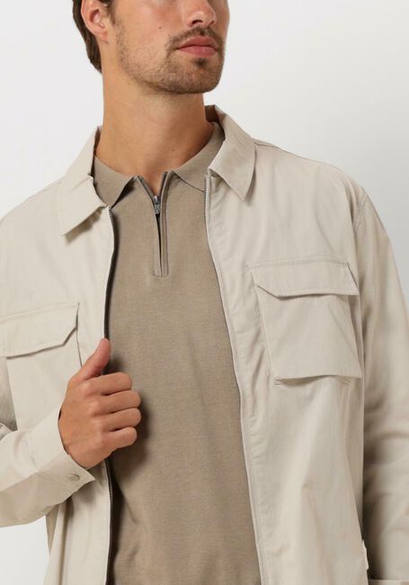 Sand PURE PATH Overshirt SHIRT WITH FRONT ZIPPER AND CHEST POCKETS - large