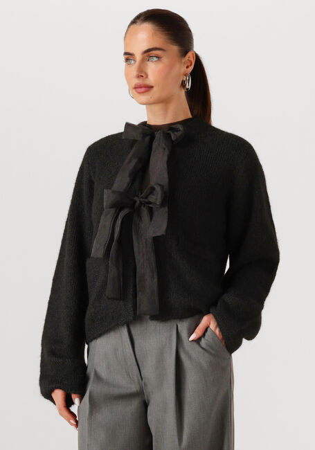 Schwarze OBJECT Pullover OBJSAGGIA L/S LO KNIT BOW CARDIGAN DIV - large