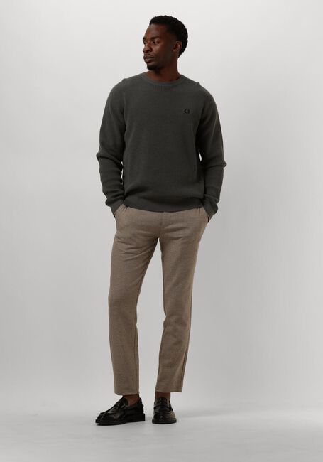 Grüne FRED PERRY Pullover WAFFLE STITCH CREW NECK JUMPER - large