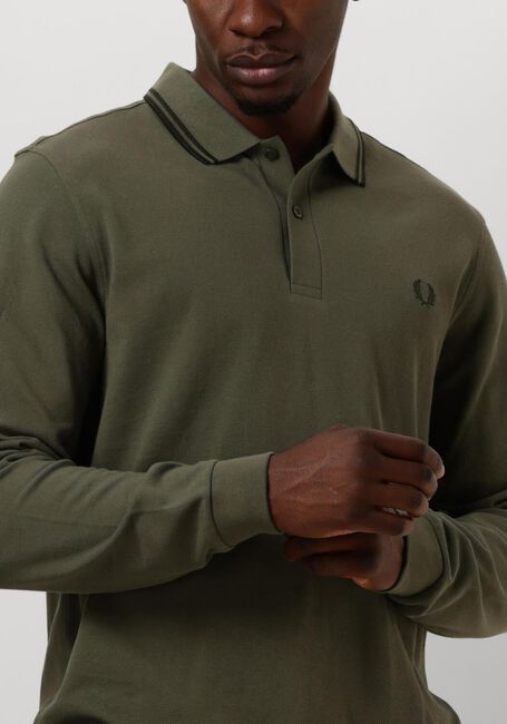 Dunkelgrün FRED PERRY Polo-Shirt TWIN TIPPED FRED PERRY SHIRT LONG SLEEVE - large
