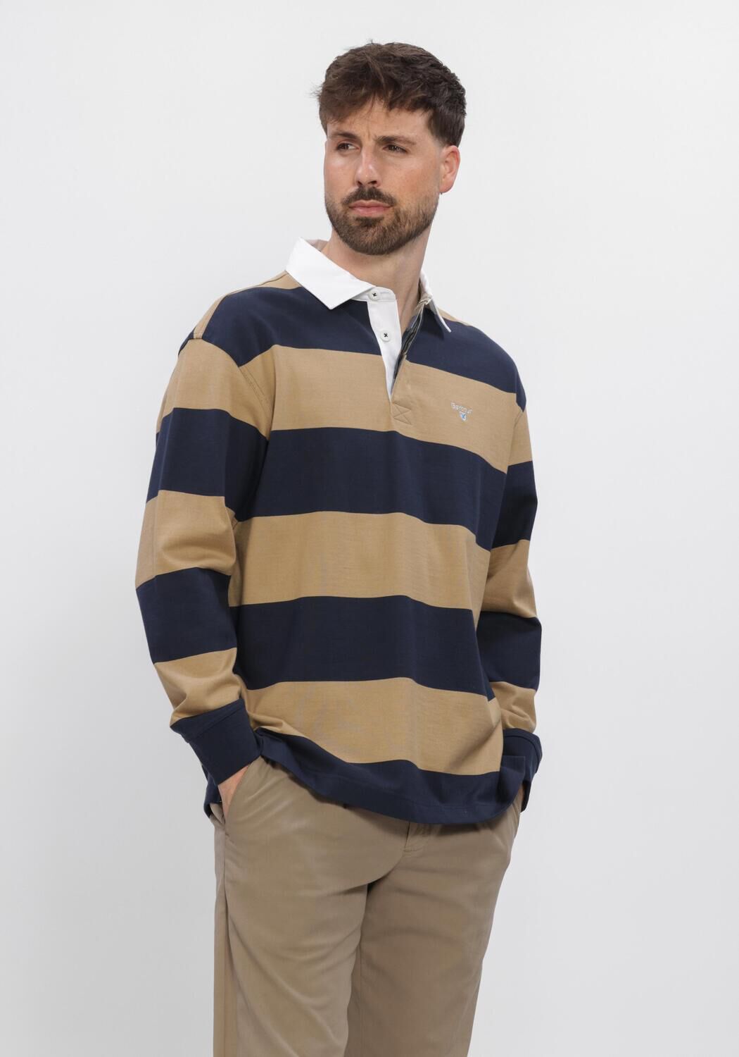 Beige BARBOUR Polo-Shirt BROOME RUGBY SHIRT - large