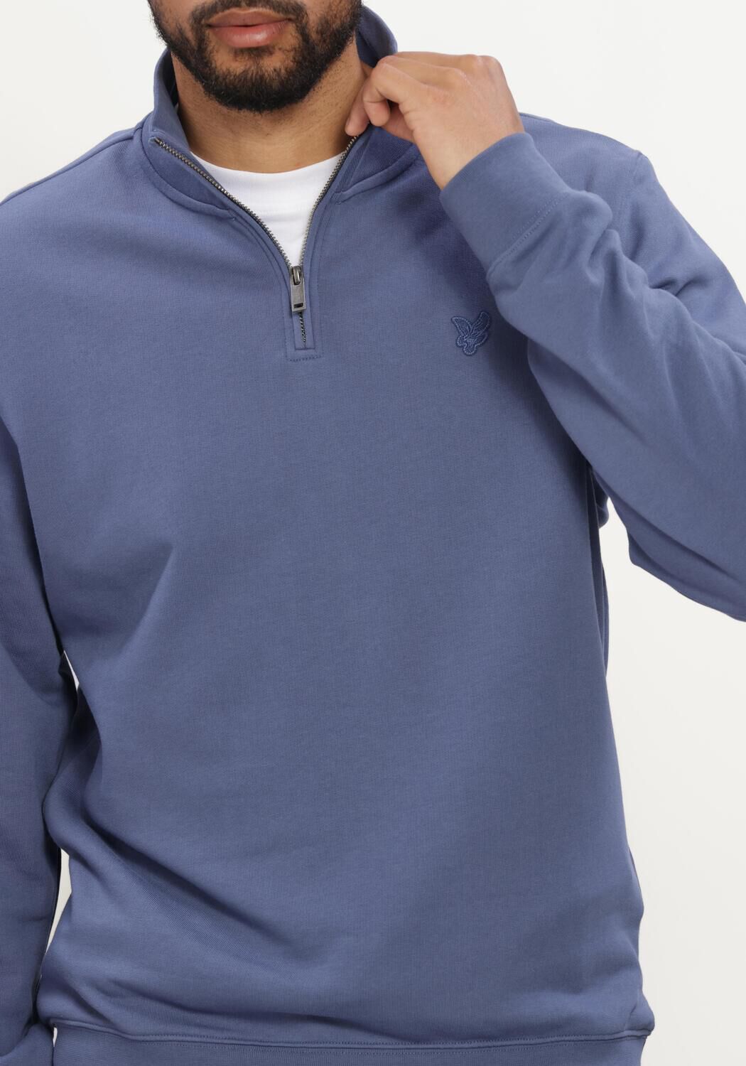 Blaue LYLE & SCOTT Pullover SUPERFINE QUARTER ZIP SWEATSHIRT - large