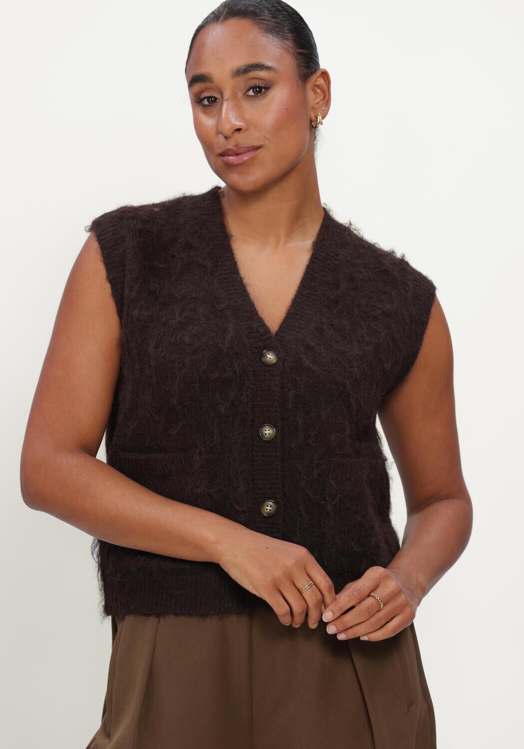 Braune CIRCLE OF TRUST Strickjacke FAUVE KNIT - large