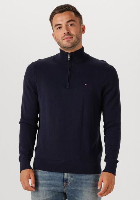 Dunkelblau TOMMY HILFIGER Pullover ESSENTIAL COTTON ZIP MOCK - large