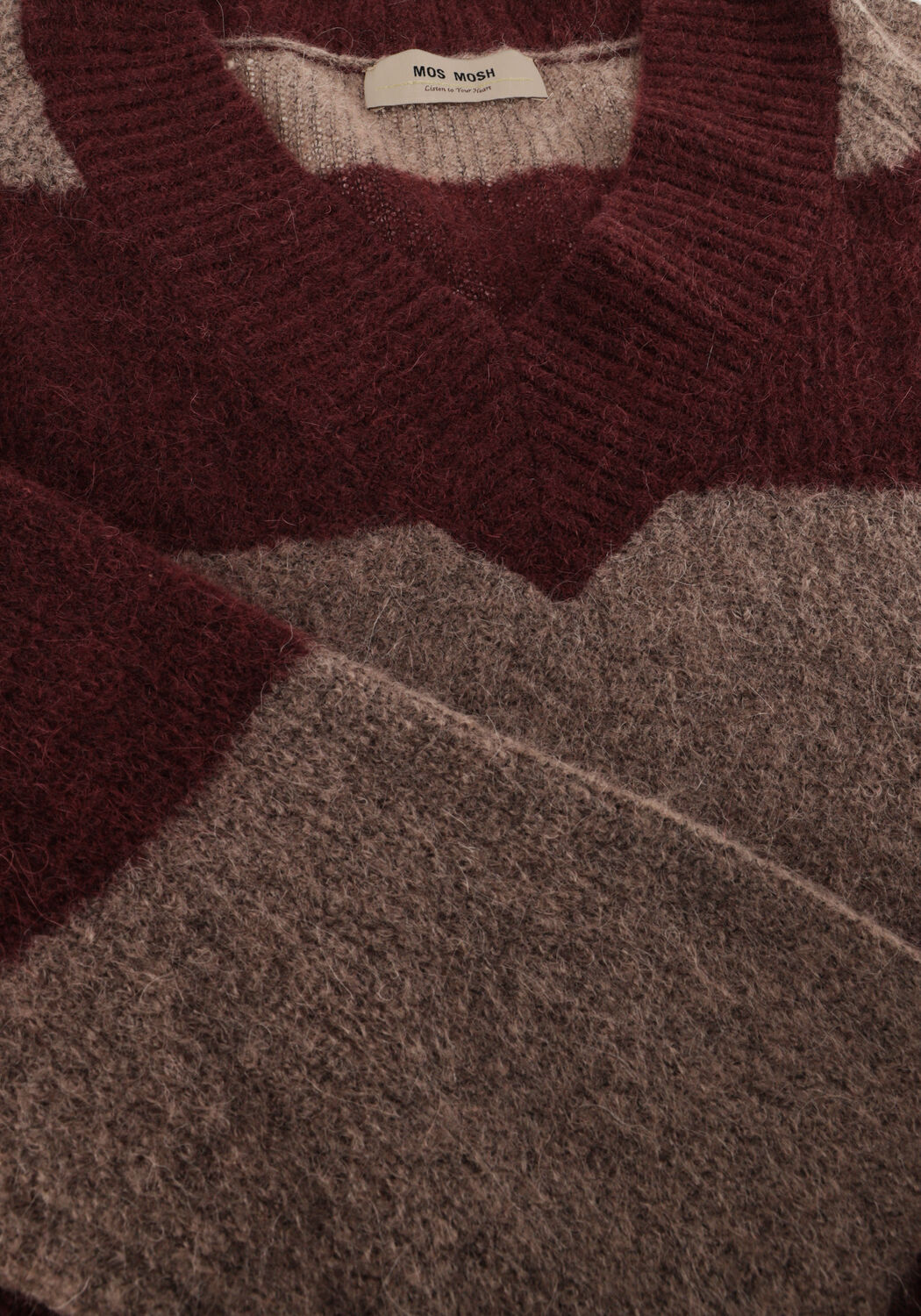 Braune MOS MOSH Pullover MMTACI STRIPE LS V-NECK KNIT - large