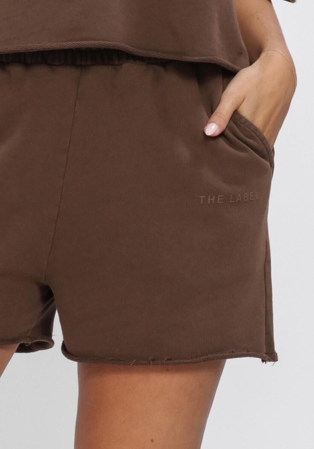 Braune ALIX THE LABEL Kurze Hose LADIES KNITTED SPORTY SUMMER SHORTS - large