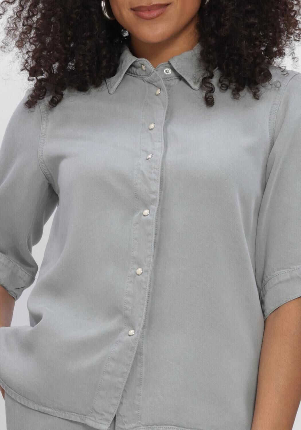 Blaue OBJECT Blusen OBJFRAME 2/4 RE DENIM TOP NOOS - large