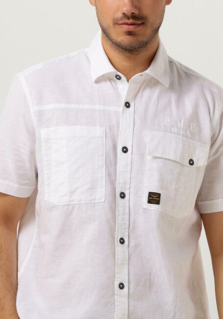 Weiße PME LEGEND Casual-Oberhemd SHORT SLEEVE SHIRT CTN LINEN CARGO WALKER - large