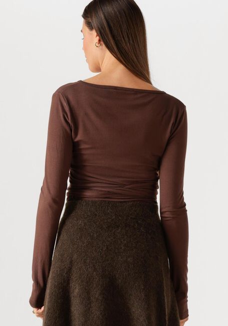 Braune NEO NOIR Strickjacke NIA JERSEY WRAP BLOUSE - large