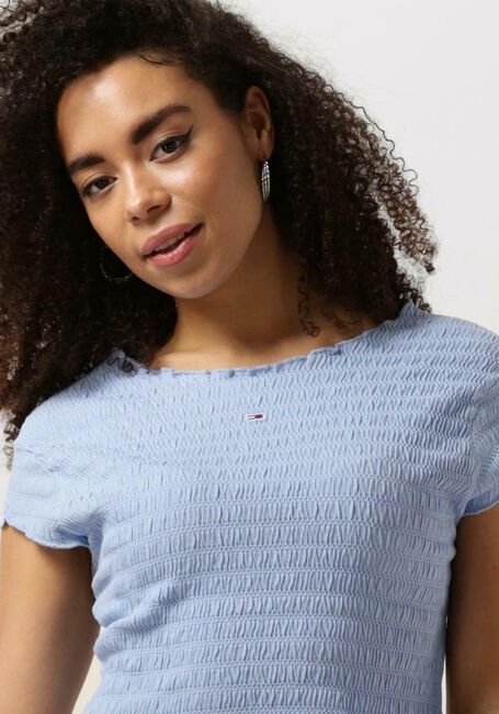 Blaue TOMMY JEANS Top TJW SLIM SMOCK TEE - large