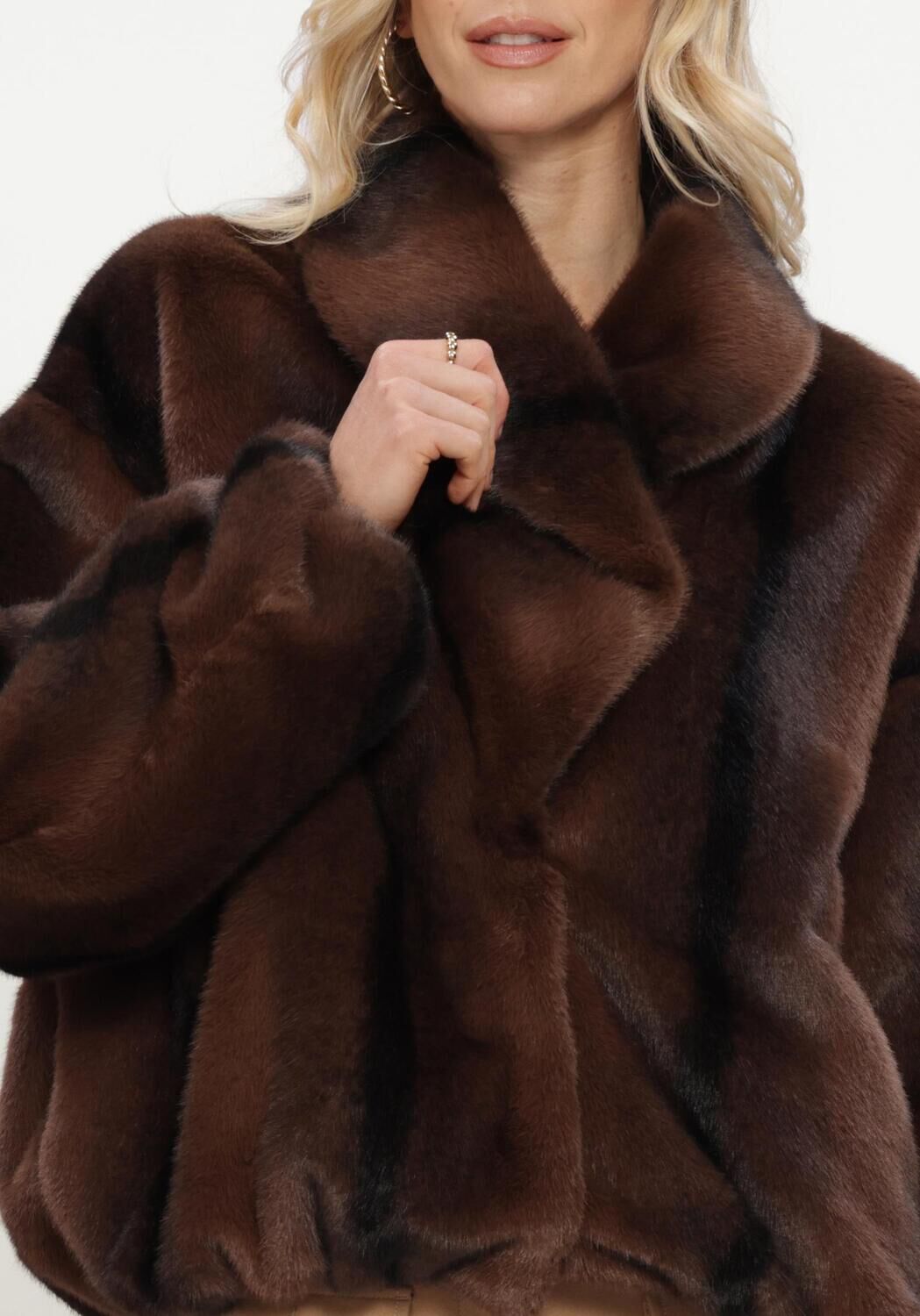 Braune STUDIO AR Fake-Fur-Jack ARIA FAUX MINK - large
