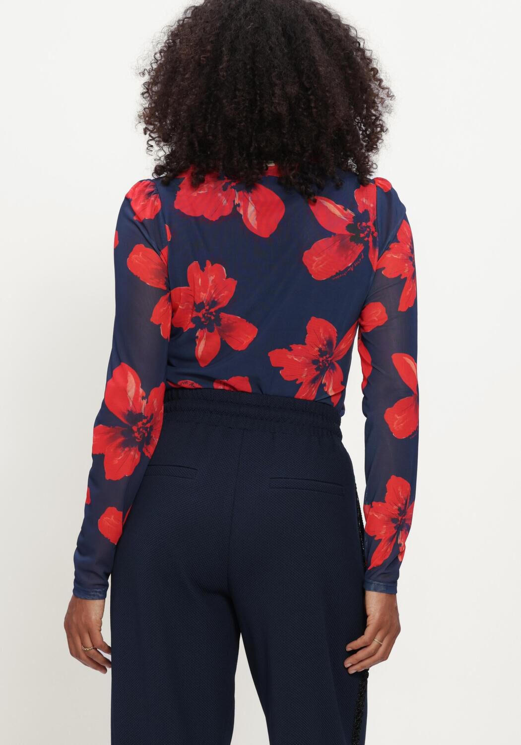 Dunkelblau POM AMSTERDAM Top ROMI MESH BLOOM - large