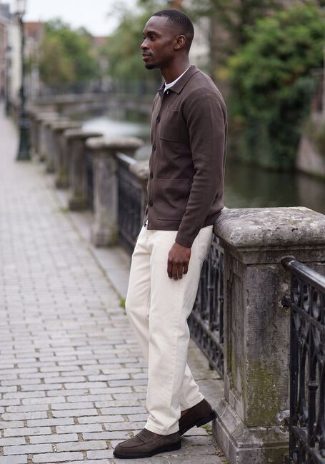 Braune SELECTED MEN Strickjacke SLMMIKE LIGHT POLO CARDIGAN - large