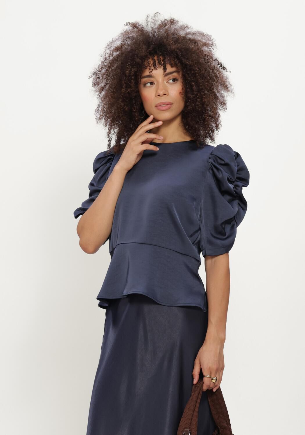 Dunkelblau NEO NOIR Blusen BENUA HEAVY SATEEN BLOUSE - large