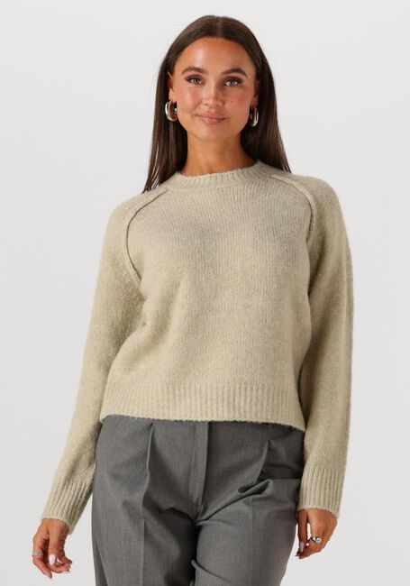 Sand WITHBLACK Pullover WBLANDREA LS CROPPED PULLOVER - large