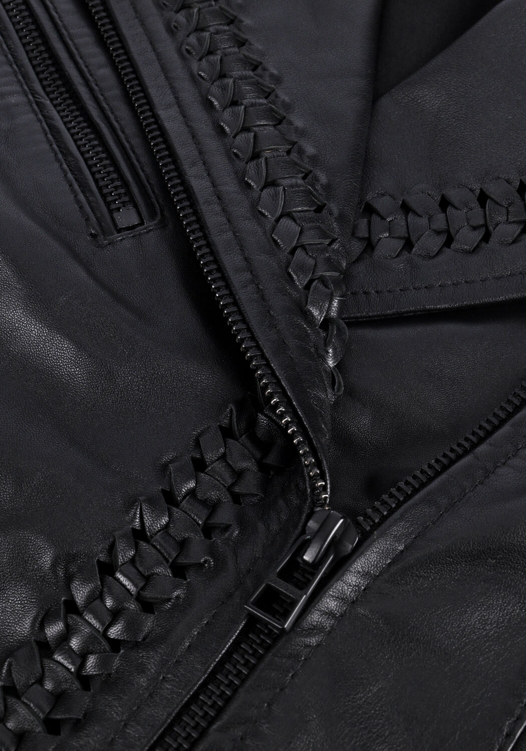 Schwarze GOOSECRAFT Lederjack JADE BRAIDED - large