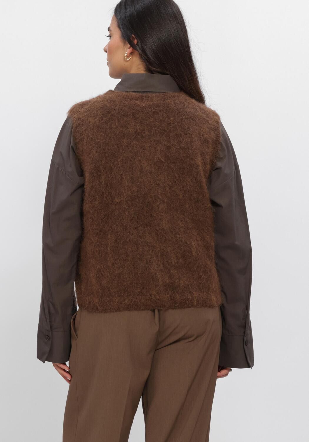 Braune SECOND FEMALE Pullover & Cardigans BROOK KNIT BUTTON VEST - large
