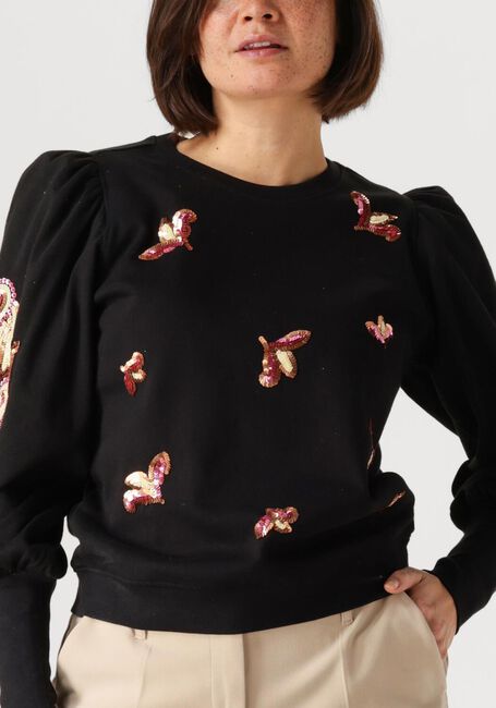 Schwarze SUMMUM Pullover PUFF SLEEVE EMBELLISHED SWEATER - large