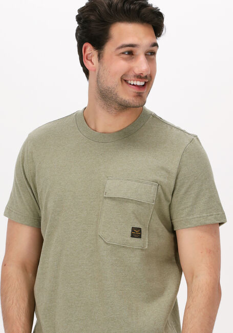 Olive PME LEGEND T-shirt SHORT SLEEVE R-NECK OPEN END MELANGE JERSEY - large