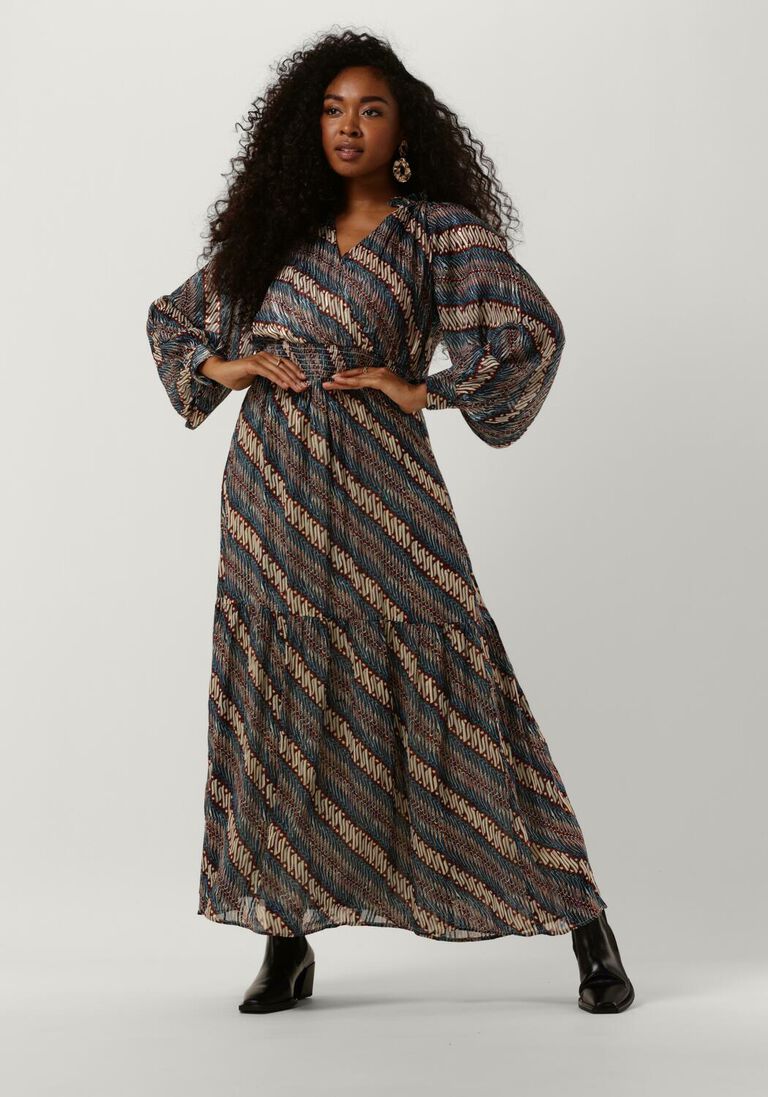 mehrfarbige/bunte ibana maxikleid donna print lurex