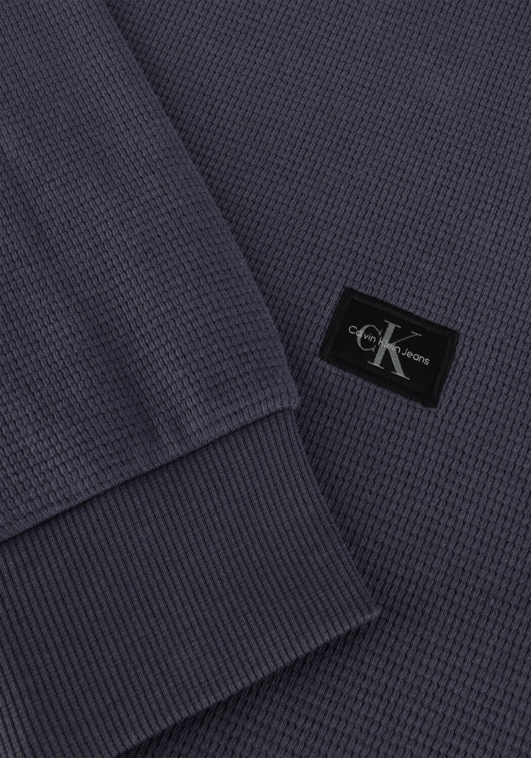 Blaue CALVIN KLEIN Pullover WOVEN LABEL WAFFLE LS TEE - large