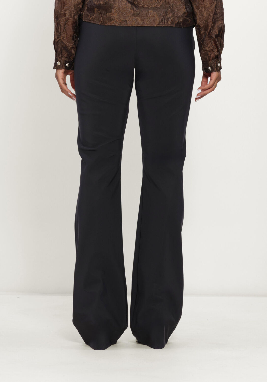 Schwarze STUDIO ANNELOES Schlaghose Flair LONG bonded trousers - large