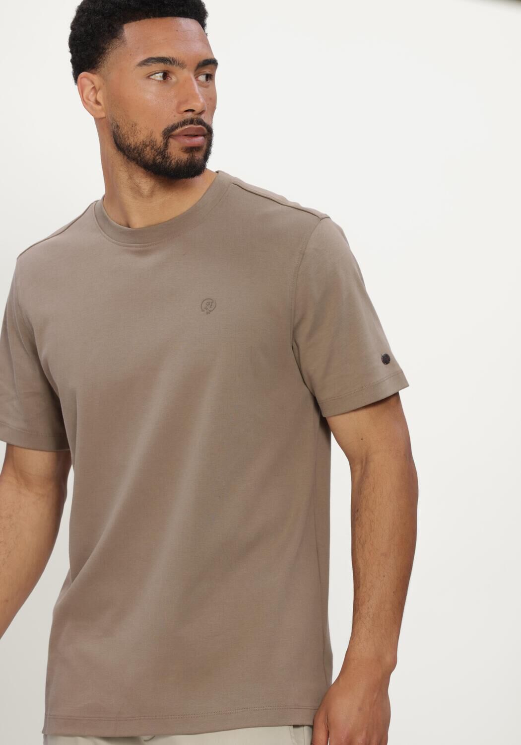 Taupe CAST IRON T-shirt SHORT SLEEVE R-NECK REGULAR FIT INTERLOCK - large
