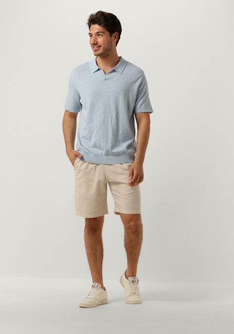 Hellblau SELECTED HOMME Polo-Shirt SLHBERG LINEN SS KNIT OPEN POLO - large