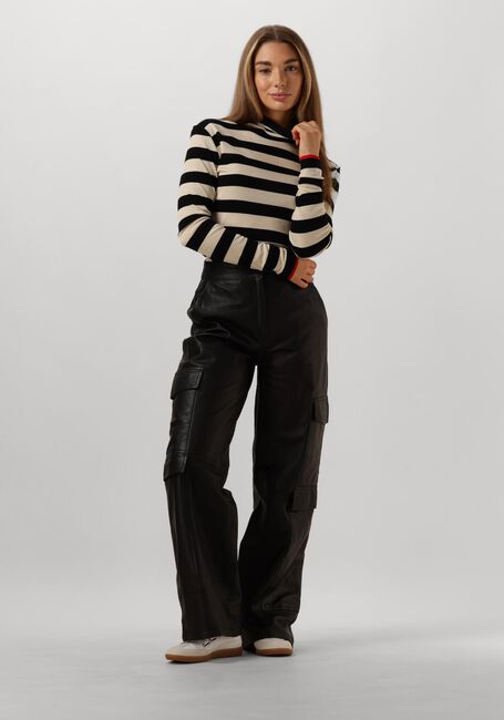 Schwarze SUMMUM Tops & T-shirts TURTLE NECK TOP SHEER JERSEY STRIPE - large
