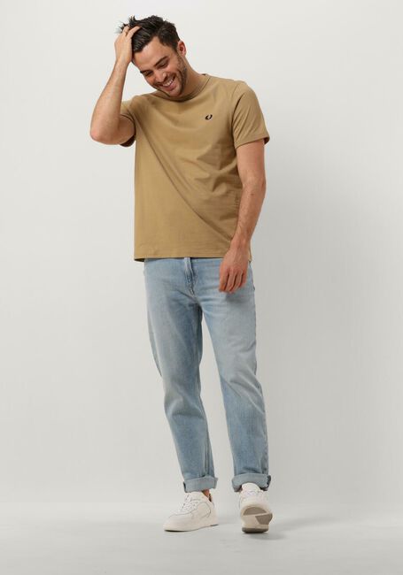 Camelfarbene FRED PERRY T-shirt RINGER T-SHIRT - large