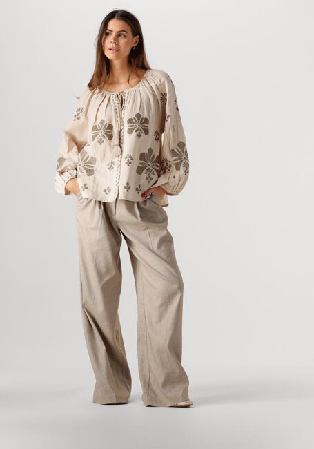 Beige SUMMUM Blusen LONGSLEEVE TOP LINEN HEAVY EMBROIDERY - large