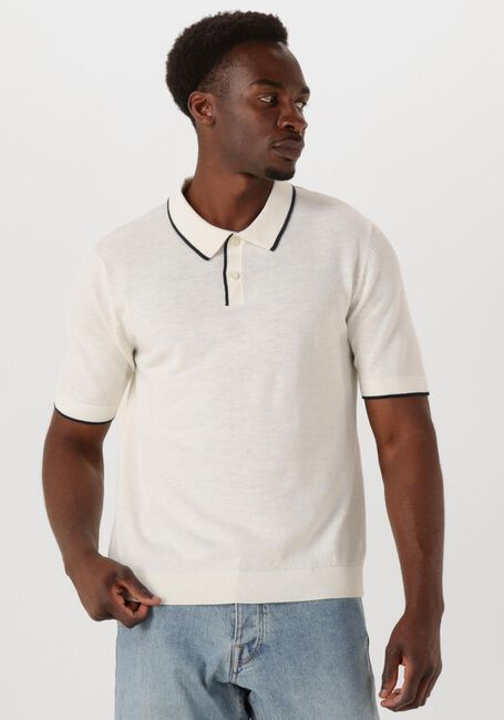 Weiße SELECTED HOMME Polo-Shirt SLHMATTIS SS KNIT SUN POLO - large