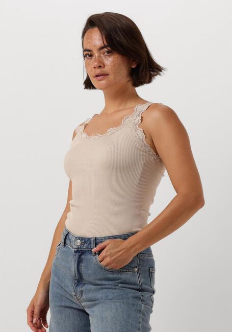 Beige ROSEMUNDE Top BABETTE SILK TOP W/ LACE - large