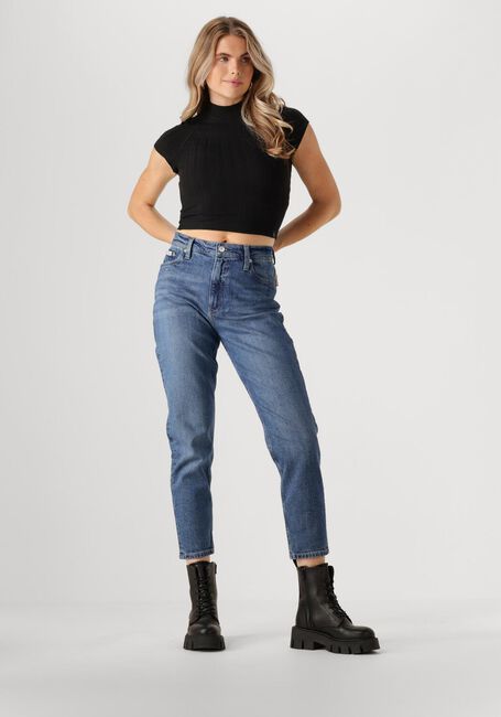 Schwarze CALVIN KLEIN Top WARM TEXTURE RIB MOCKNECK TOP - large