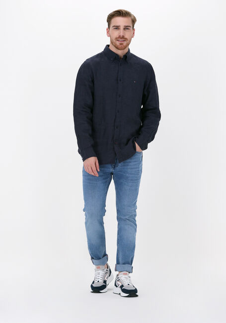 Dunkelblau TOMMY HILFIGER Casual-Oberhemd PIGMENT DYED LINEN RF SHIRT - large