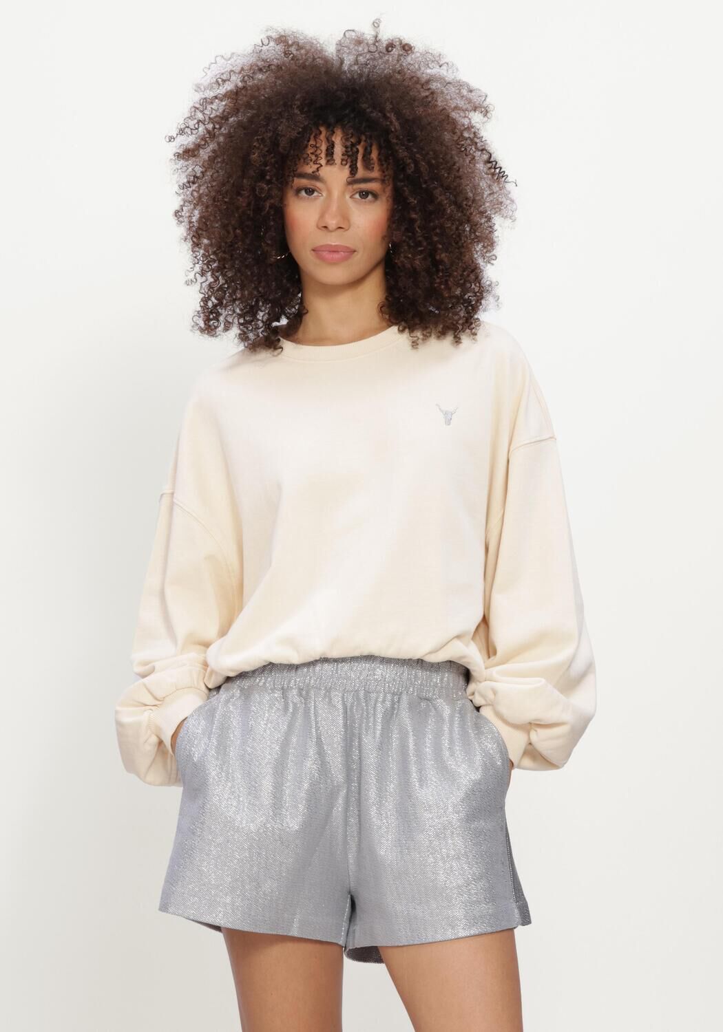 Creme ALIX THE LABEL Sweatshirt LADIES KNITTED OVERSIZED SWEATER - large