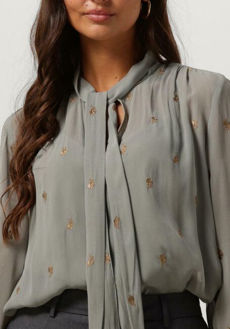 Graue SCOTCH & SODA Bluse EMBROIDERED TOP WITH TIE NECK - large
