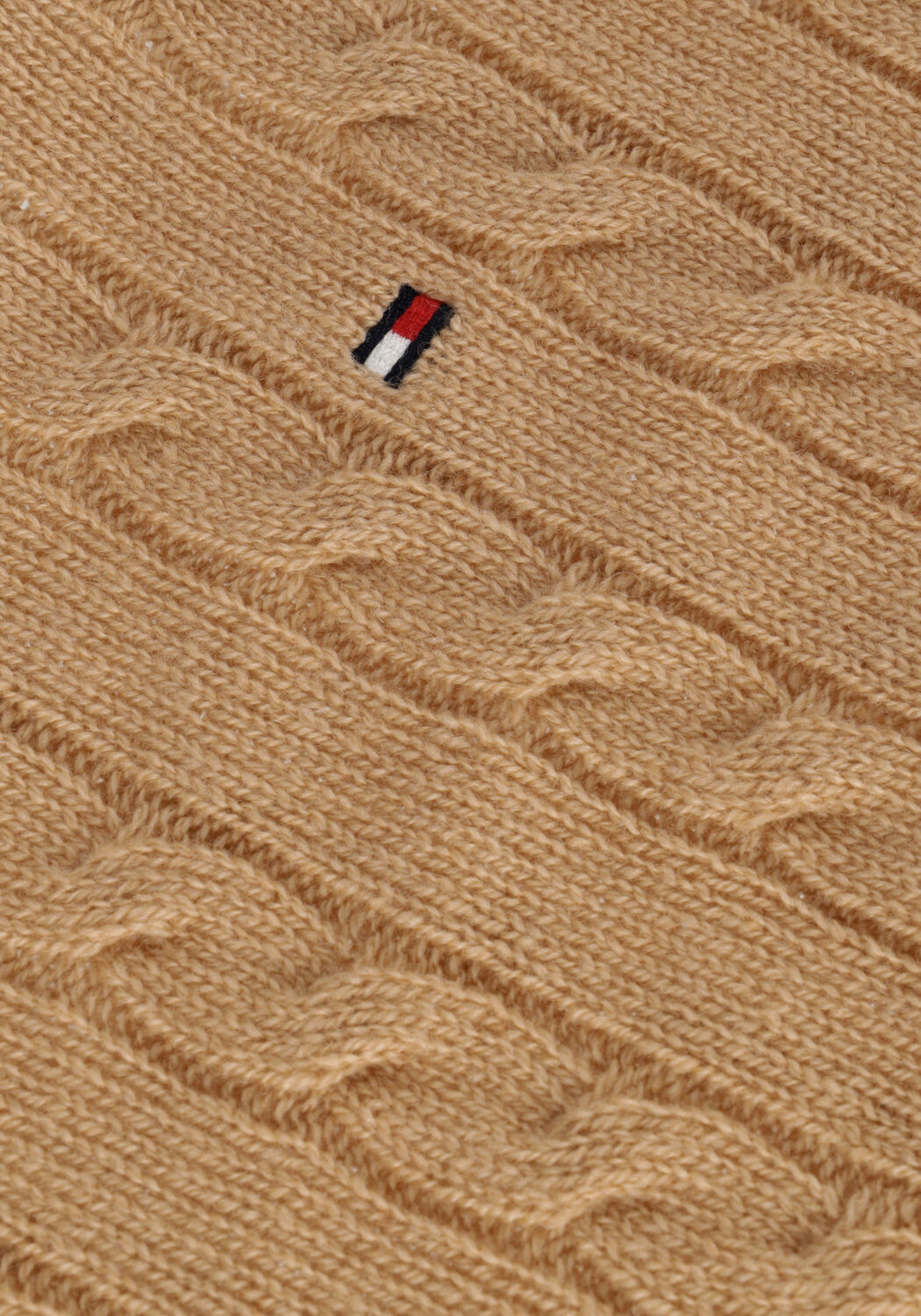 Camelfarbene TOMMY HILFIGER Pullover SOFTWOOL CABLE C-NK SWEATER - large