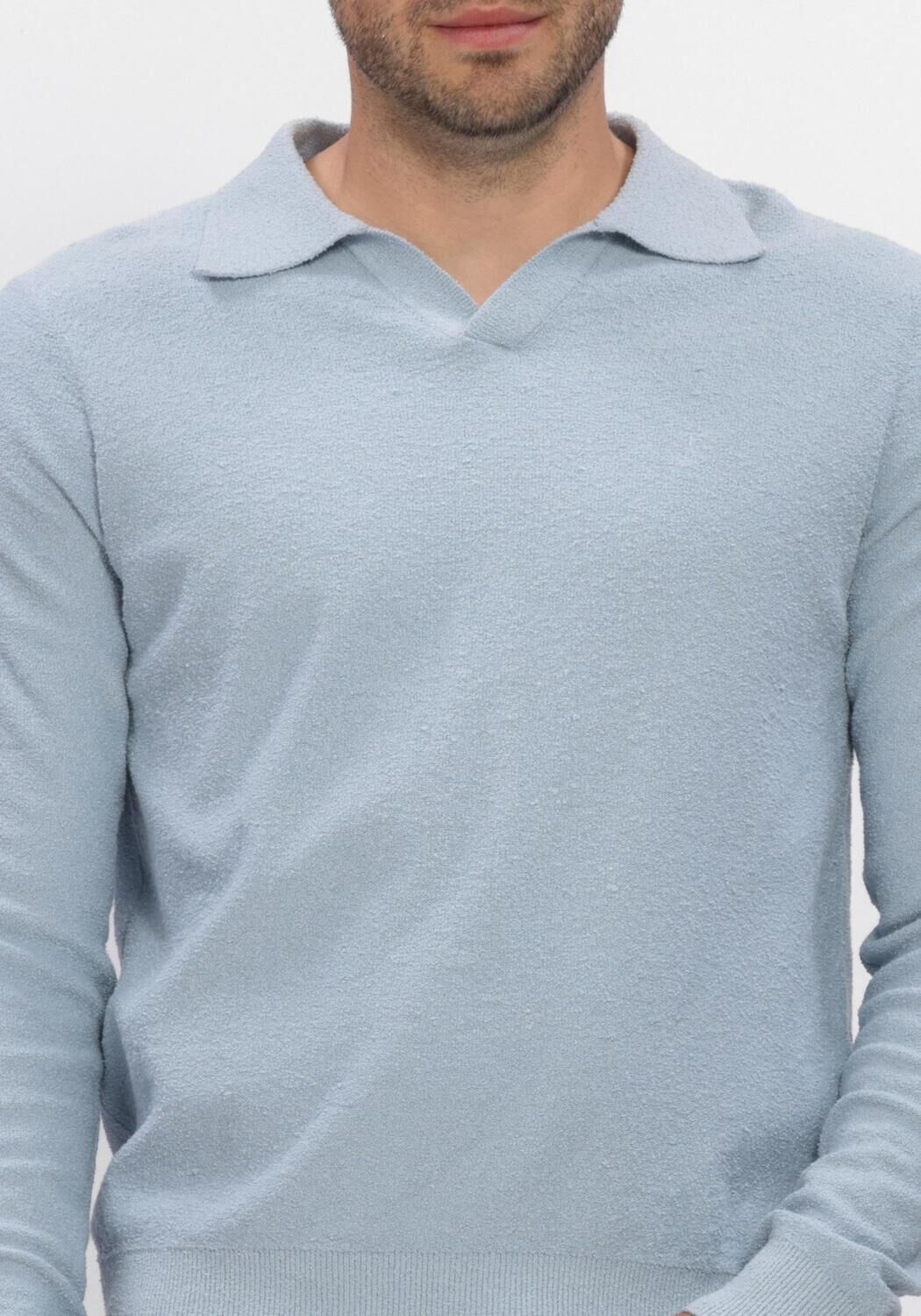 Hellblau BUTCHER OF BLUE Polo-Shirt Boucle Knit Polo LS - large