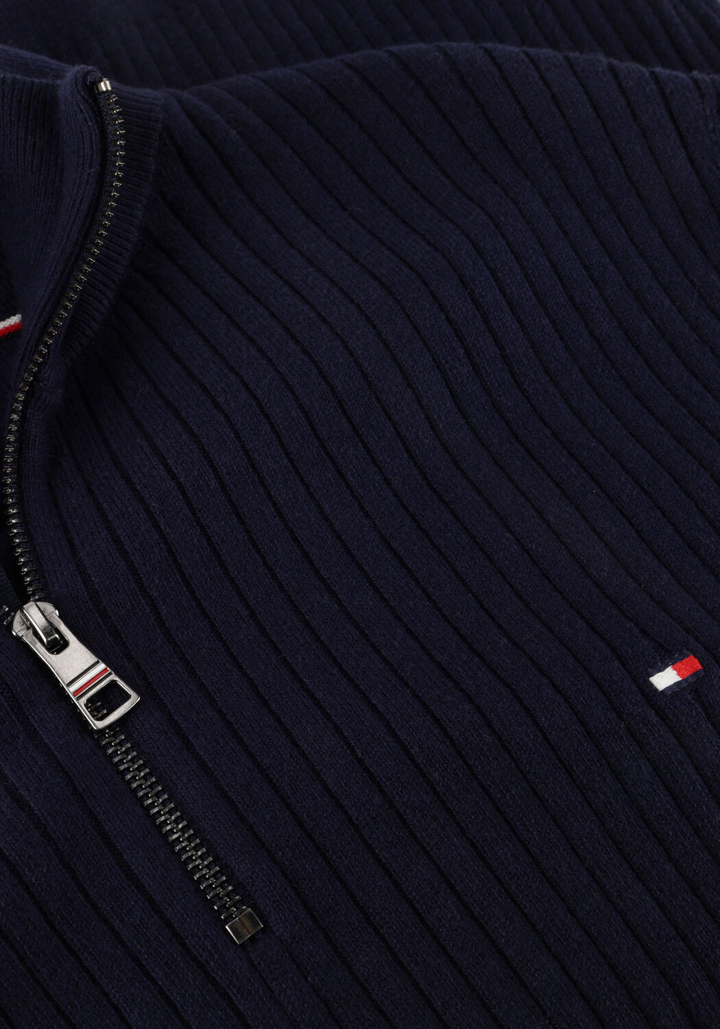 Blaue TOMMY HILFIGER Pullover PIMA ORG CTN CASH STRUCTURE ZIP MOCK - large