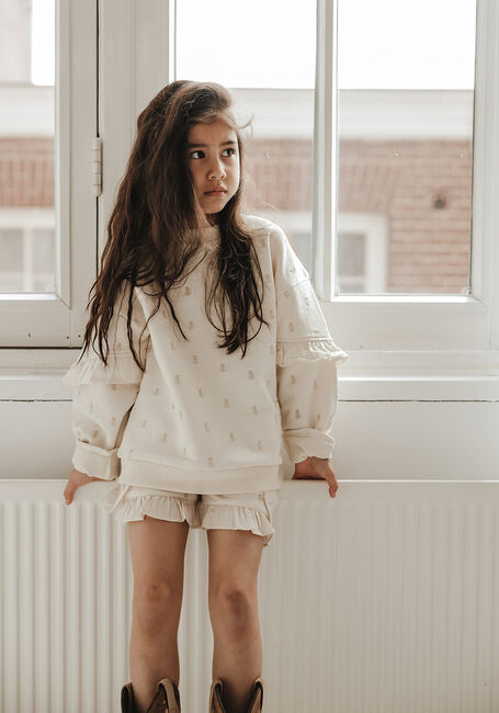 Mehrfarbige/Bunte BAJE STUDIO Sweatshirt SWEATER EMBRO FLOWER RUFFLED SLEEVE - large
