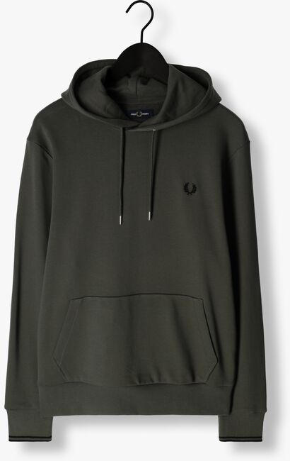 Olive FRED PERRY Sweatshirt TIPPED HOODED SWEATSHIRT - large