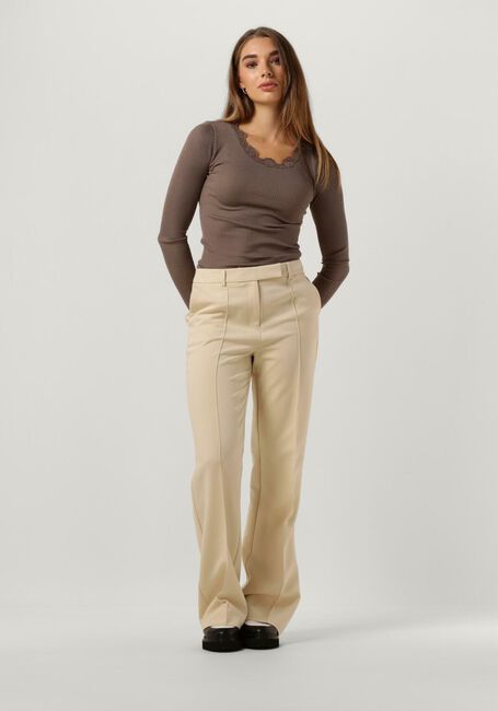 Taupe ROSEMUNDE Top BABETTE SILK T-SHIRT LACE - large