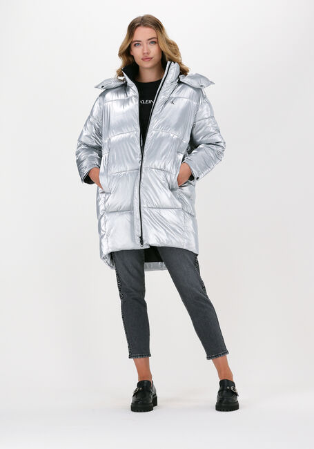 Silberne CALVIN KLEIN Wattierte Jack COCOON OVERSIZED SILVER JACKET - large