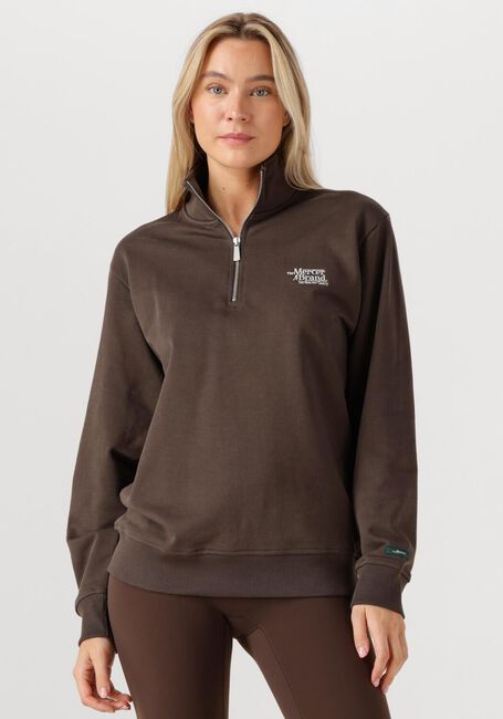 Braune MERCER AMSTERDAM Sweatshirt THE MERCER QUARTER ZIP CONTRAST - large