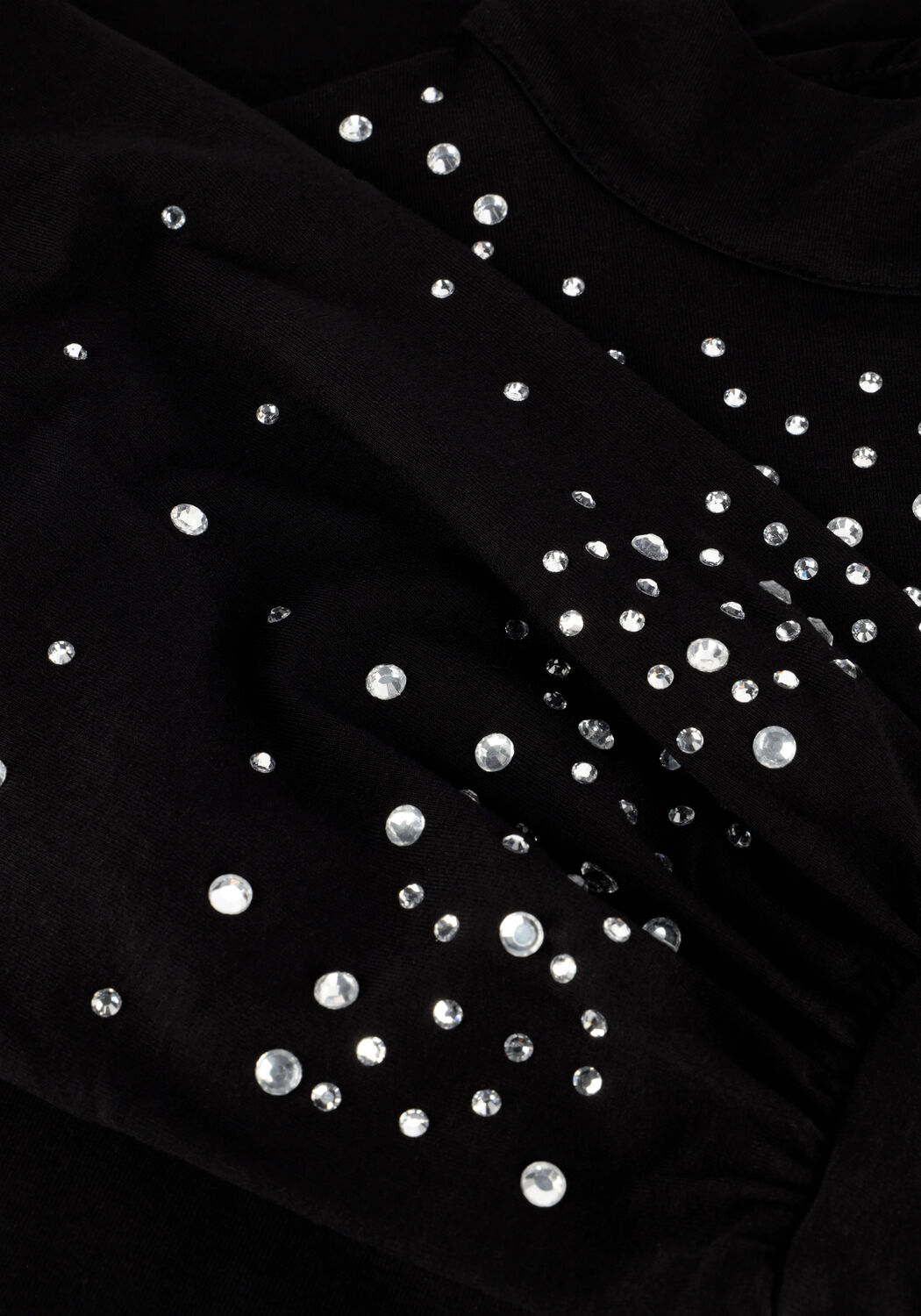 Schwarze JANSEN AMSTERDAM Tops & T-shirts V183 TURTLE RHINESTONES TOP - large