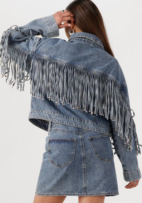Blaue Y.A.S. Jeansjacke YASAIKO LS DENIM FRINGE JACKET - large