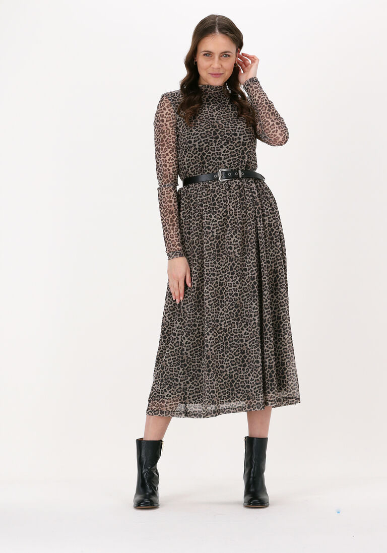 beige na-kd midikleid recycled ls mesh dress