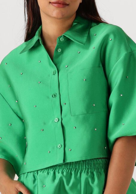 Grüne ALIX THE LABEL Blusen LADIES WOVEN EMBELLISHED SATIN BLOUSE - large